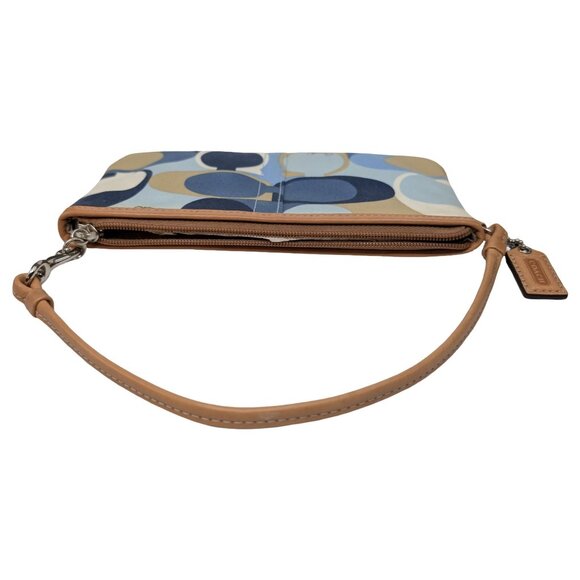 COACH Signature Scarf Print Large Wristlet Multicolor Canvas Wallet Clutch Bag - Picture 7 of 12